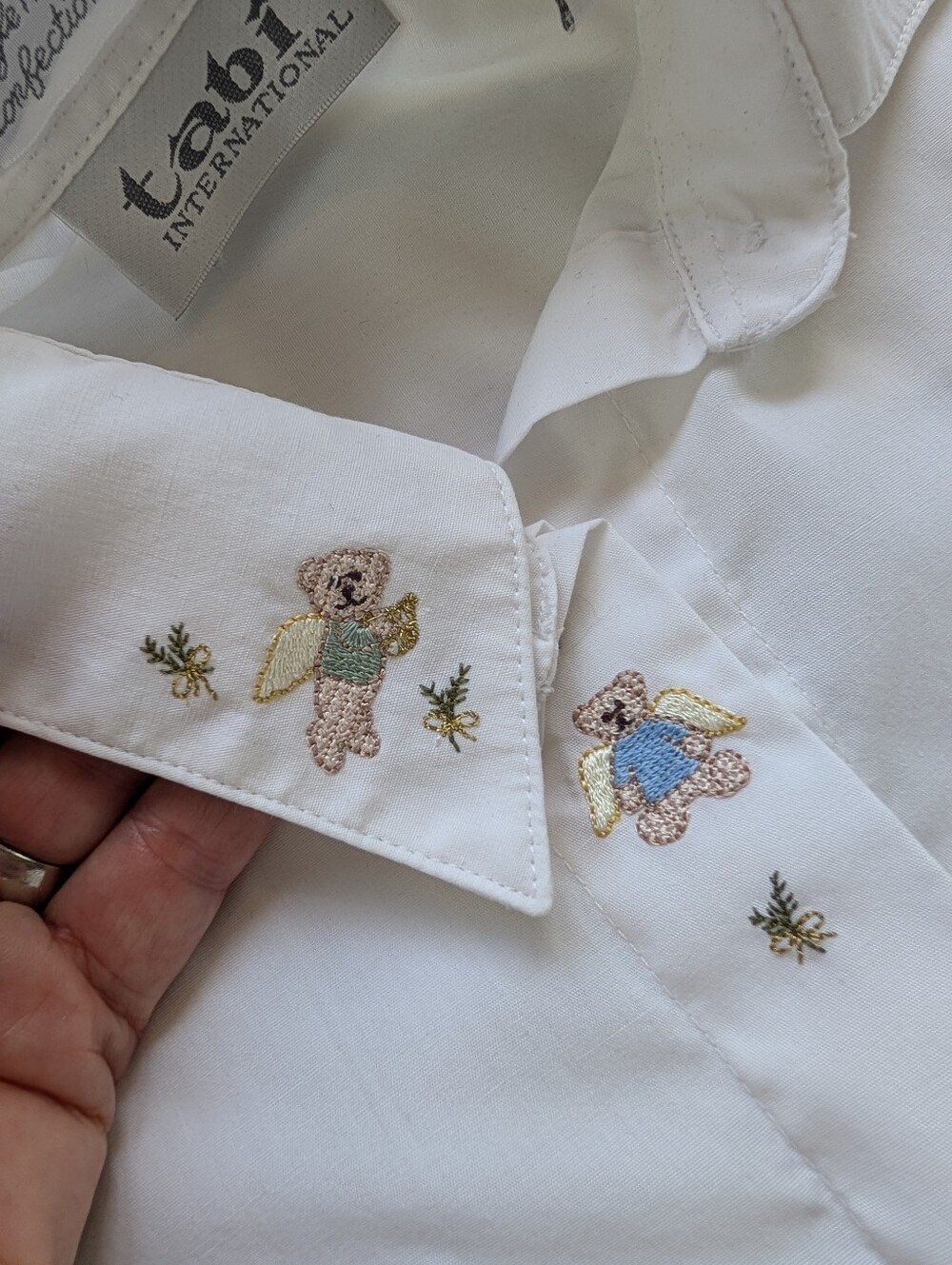 Vintage Tabi International Women's Button Down Shirt Angel Teddy Bear Small